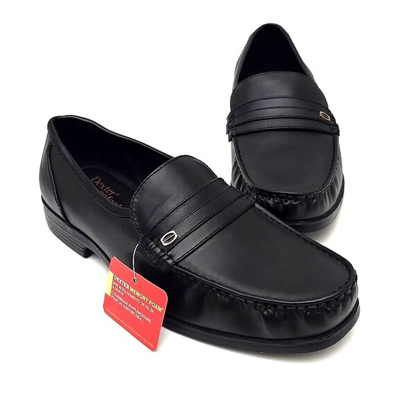 Dexter Comfort Black Memory Foam Faux Leather Formal Loafers Men's Size 9.5 - Picture 2 of 12